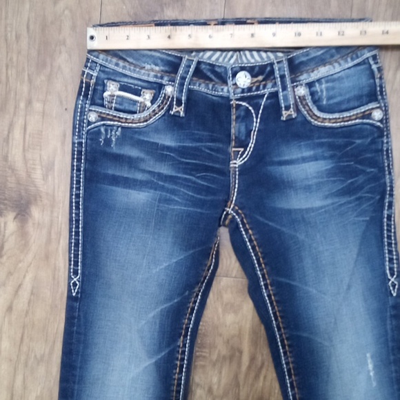 Rock Revival NWOT Women's 26 Skinny Flo Embellished Faux Leather Distressed - Picture 7 of 12